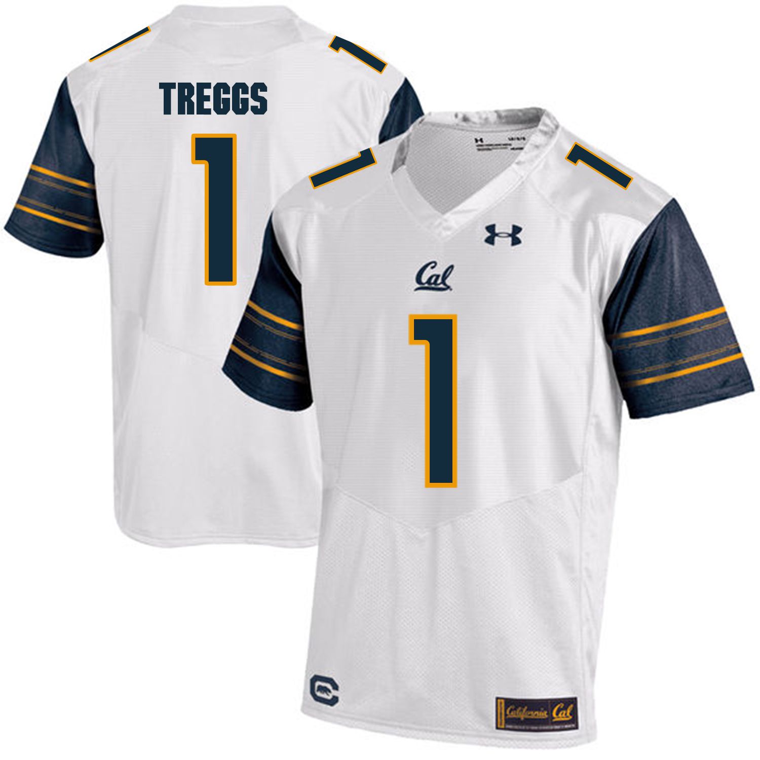Men California Golden Bears #1 Bryce Treggs White Customized NCAA Jerseys1->customized ncaa jersey->Custom Jersey